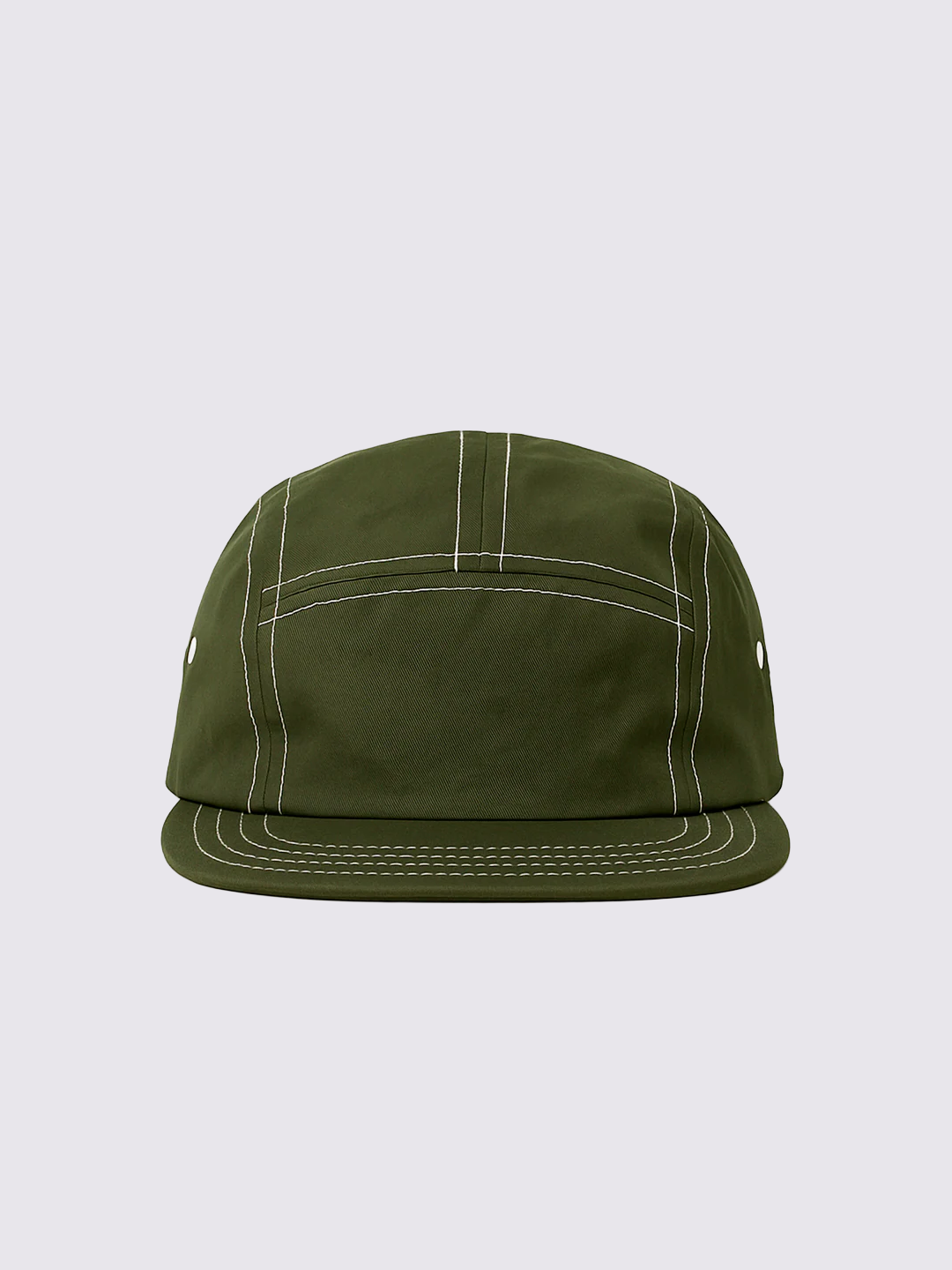 Boné Five Panel Streetwear Verde com Linha Branca